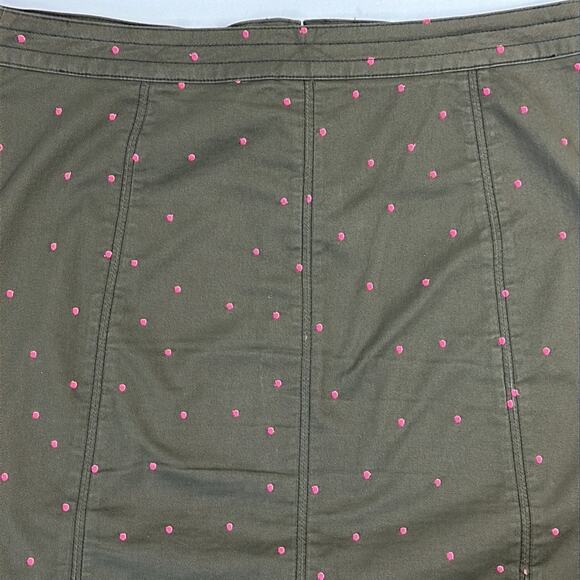 Boden Mini A-Line Skirt Embroidered Polka Dot Print Pockets Green Pink Size 10 R - Picture 13 of 15